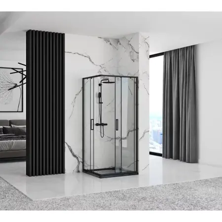 Cabina dus cu cadita de dus patrata si usi glisante Rea Punto 90x90 alb [3]