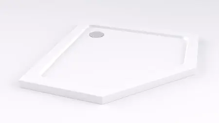 Cabina dus cu cadita de dus pentagonala Rea Diamond cu usa batanta 80x80 negru - alb [4]