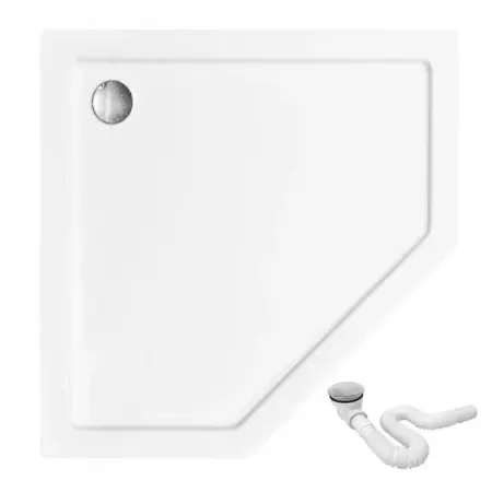 Cabina dus cu cadita de dus pentagonala si usa batanta Rea Diamond 90x90 auriu - negru [8]