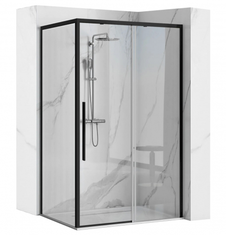 Cabine de dus patrate - Cabina dus cu cadita de dus patrata Rea Solar cu usa glisanta 90x90 negru mat