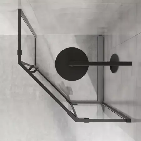 Cabina dus cu cadita pentagonala Rea Diamond cu usa batanta 90x90 negru [5]