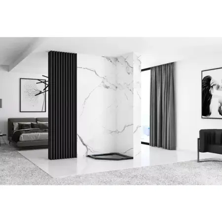 Cabina dus cu cadita pentagonala Rea Diamond cu usa batanta 90x90 negru [3]