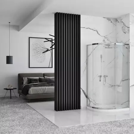 Cabina dus cu cadita semirotunda Rea Look cu doua usi culisante 90x90 crom lucios [1]