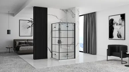 Cabina dus Molier Negru Dublu 110x110cm, Rea [1]