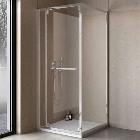 Cabine dus - Cabina dus patrata cu usa glisanta rotativa KolpaSan Stellar DW 120x80 cm, crom lucios