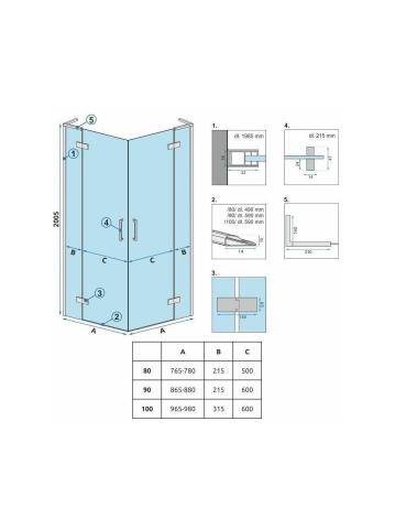 Cabina dus REA Hugo Double 90x90 cm negru [7]