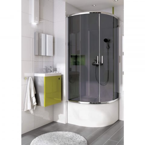 Cabina dus semirotunda cu usi glisante Deante Funkia 80x80xH170 cm, profil crom, geam gri [1]