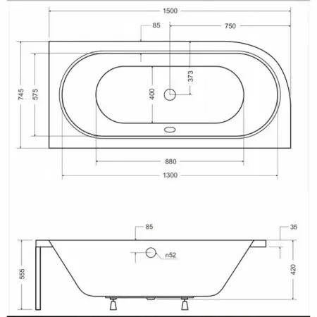 Cada asimetrica Besco Avita 150x75 cm dreapta [4]