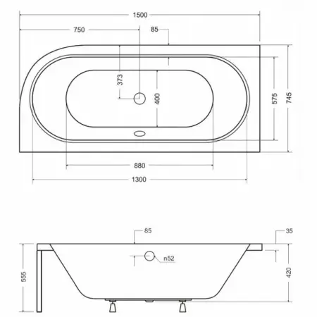 Cada asimetrica Besco Avita 150x75 cm stanga [3]