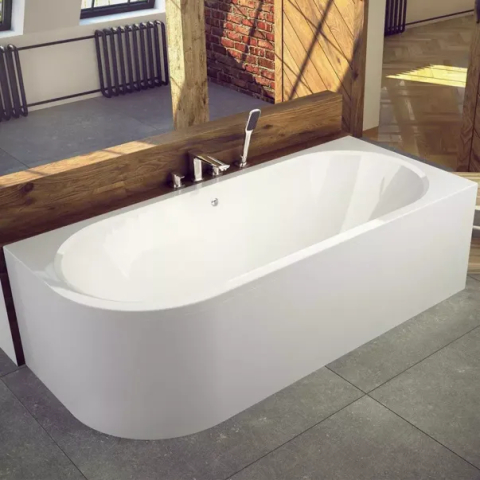 Cada asimetrica Besco Avita 180x80 cm alb lucios cu montaj dreapta [1]