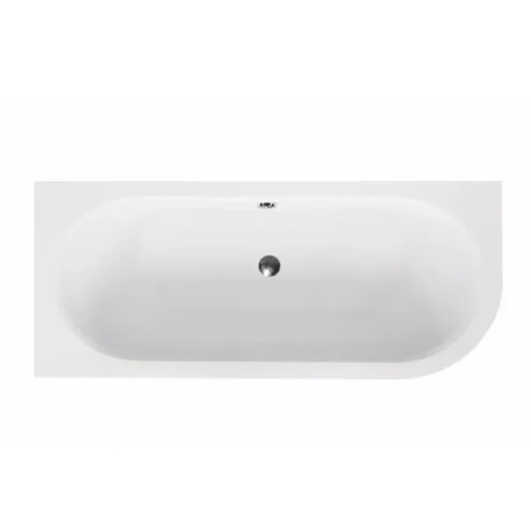 Cada asimetrica Besco Avita 180x80 cm alb lucios cu montaj stanga [2]