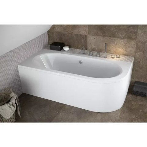Cada asimetrica Besco Avita 180x80 cm alb lucios cu montaj stanga [4]