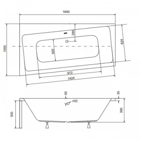 Cada asimetrica Besco Infinity 160x100 cm stanga [3]