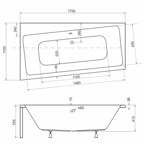 Cada asimetrica Besco Infinity 170x110 cm stanga [2]