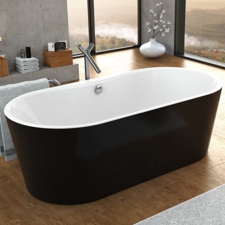 Cazi baie - Cada de baie freestanding Kolpasan, Comodo, 185, cu instalatie, alb si negru