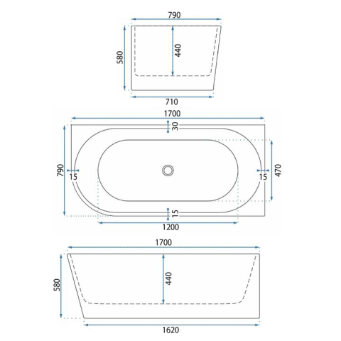Cadă de colț acrilică Bellanto Slim 170 Dreapta [6]