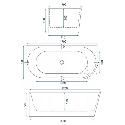 Cadă de colț acrilică Bellanto Slim 170 Stânga [6]