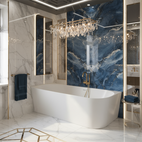 Cazi freestanding - Cadă de colț acrilică Bellanto Slim 170 Stânga