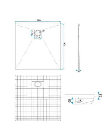 Cada de duș Magnum 90x90 cm alb [8]