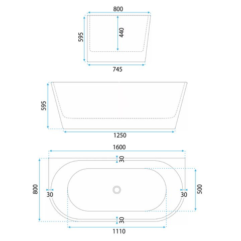 Cada din acril freestanding CAPRI 160cm [6]
