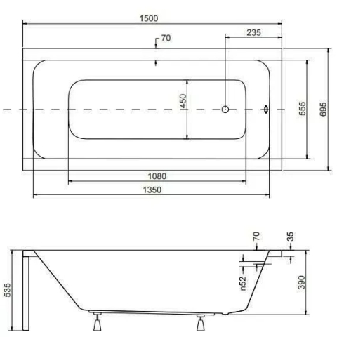 Cada dreptunghiulara Besco Modern 150x70 cm [3]