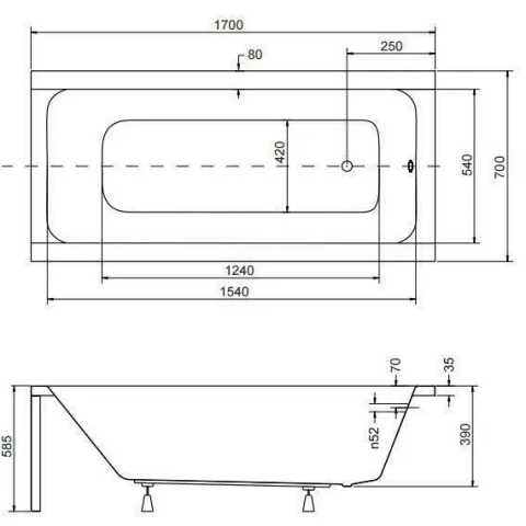 Cada dreptunghiulara Besco Modern 170x70 cm [1]