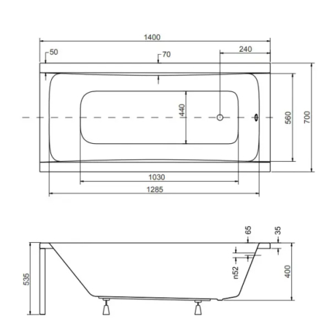 Cada dreptunghiulara Besco Optima 140x70 cm [1]