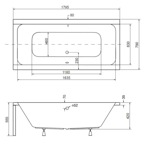 Cada dreptunghiulara Besco Quadro 180x80 cm [3]