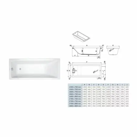 Cada dreptunghiulara Gala Mitta 160x75 cm [2]