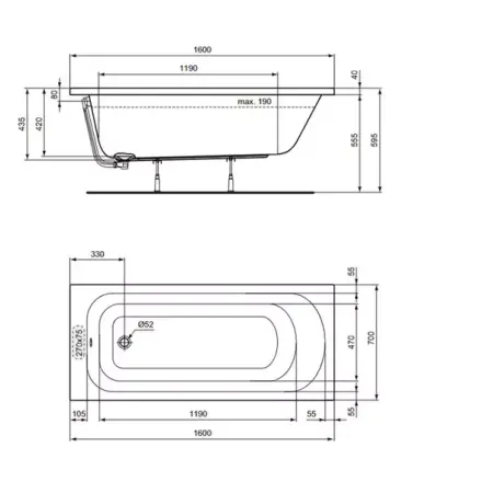 Cada dreptunghiulara Ideal Standard Simplicity 160x70 cm [2]