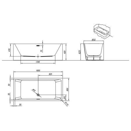 Cada dreptunghiulara, Kolpasan, Elektra-SP-D, montaj pe dreapta, 185 x 85 cm, alb [1]