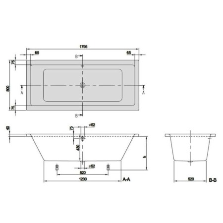 Cada dreptunghiulara Villeroy & Boch, Targa Plus Duo, 180 x 80 cm, alb alpin [1]