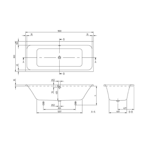 Cadă dreptunghiulară Villeroy & Boch Architectura 180 x 80 cm, alb alpin [5]