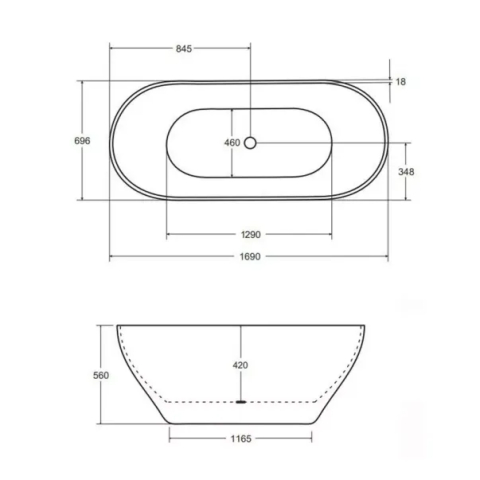 Cada freestanding Besco Moya 170x72 cm alb lucios [2]