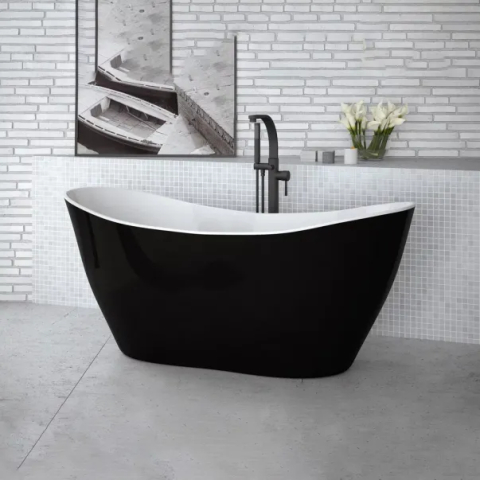 Cazi freestanding - Cada freestanding Besco Viya alb-negru 160x70 cm