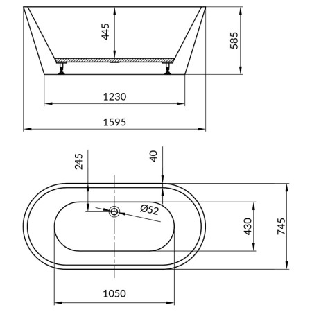 Cada freestanding, Cersanit, Crea 160, ovala, cu picioare, alb [2]