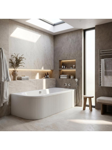 Cazi baie - Cada freestanding cu riflaj Rea Orion Stripe montaj dreapta 170 cm alb