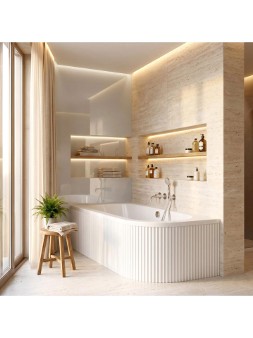 Cada freestanding cu riflaj Rea Orion Stripe montaj stanga 170 cm alb [2]
