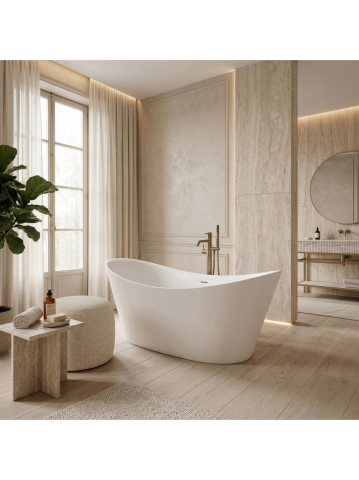 Cada de podea Rea Ferrano 170 alba acrilic freestanding 1705x725x650 mm [5]
