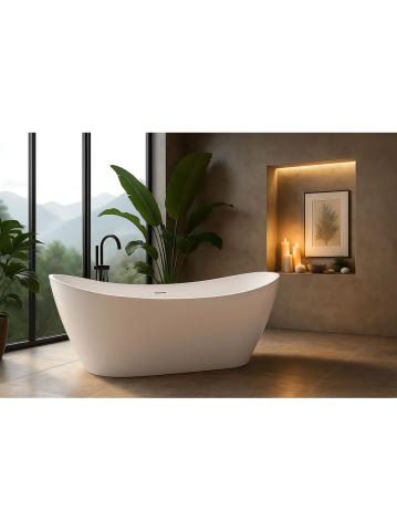 Cada de podea Rea Ferrano 170 alba acrilic freestanding 1705x725x650 mm [2]