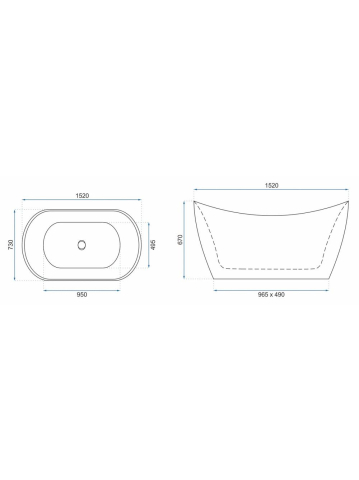 Cada freestanding cu ventil alb Rea Ferrano Slim 150 cm alb [9]