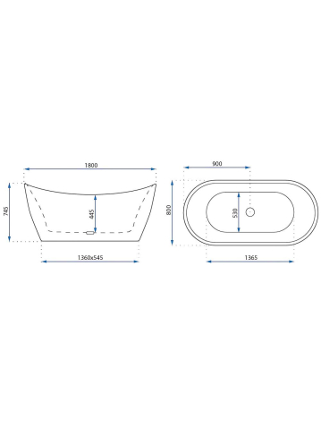 Cada freestanding cu ventil alb Rea Ferrano Slim 180 cm alb [9]