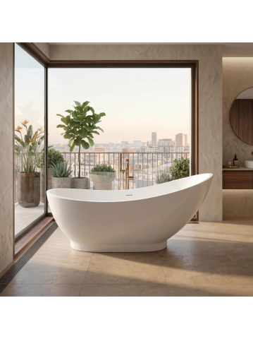 Cazi freestanding - Cada freestanding Rea Sorento 180 acril alb asimetrica 1820x785x765 mm