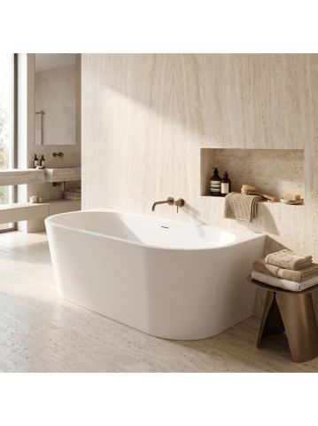 Cazi freestanding - Cada din acril Rea Capri 180cm alba de perete 1795x760x580mm