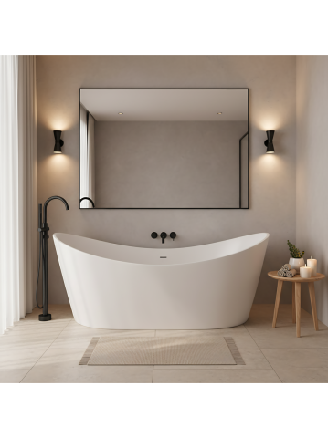 Cazi freestanding - Cada de podea Rea Ferrano 150x74 cm alba acrilica montaj universal