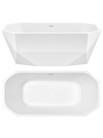 Cada freestanding Rea Diamanti 170x80 cm acrilic alb forma geometrica fatatata [1]