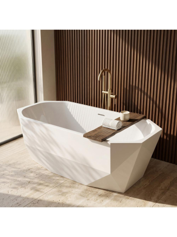 Cazi freestanding - Cada freestanding Rea Diamanti 170x80 cm acrilic alb forma geometrica fatatata