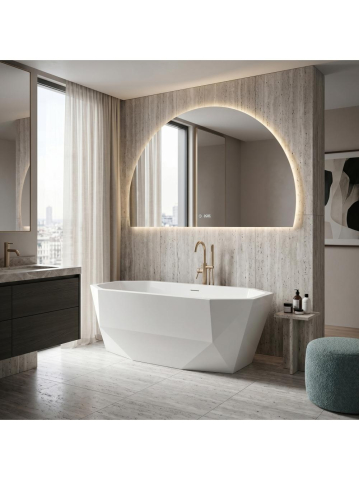 Cada freestanding Rea Diamanti 170x80 cm acrilic alb forma geometrica fatatata [7]