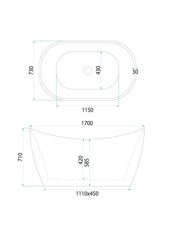 Cada freestanding cu ventil auriu periat Rea ATENA 170 cm alb [12]