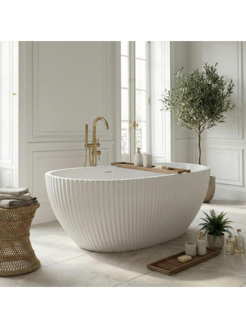 Cada freestanding cu ventil auriu periat Rea Carmen 170 cm alb [3]